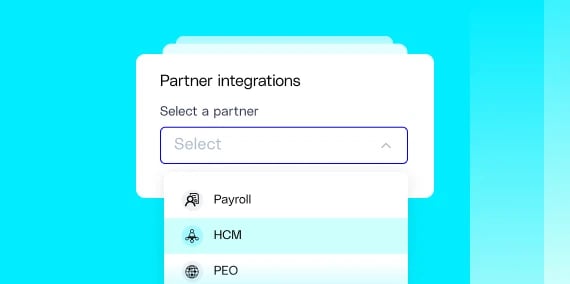 Partner integrations dropdown interface